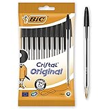 BIC Kugelschreiber Set Cristal Original, in Schwarz, Strichstärke 0,4 mm,...