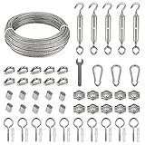 Drahtseil Edelstahl Set 60pcs, 35m/2mm Stahlseil für Rankhilfe mit M5...