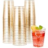 mauepersu 50 Stück Plastikbecher mit Glitzer Gold, 280ml Becher aus...