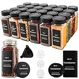 Gewürzgläser Eckig Set 24er - Gewürzdosen Glas 120ml mit Etiketten &...