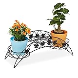 Relaxdays Blumentreppe, 3 Ablagen, gebogener Pflanzenständer, In- &...