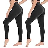 CAMPSNAIL 2er Pack Leggings Damen Schwarz High Waist Sport Leggins...