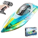 CHENBOOW Ferngesteuertes Boot,RC Boot mit LED-Licht,2,4-GHz...