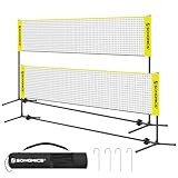 SONGMICS 4 m Badmintonnetz, Volleyballnetz, höhenverstellbare Stangen,...
