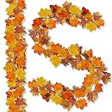 ROLLWAY 2 Stück Künstliche Herbstgirlande Ahornblätter, Herbst Girlande...