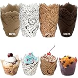 LUZOON Muffinförmchen Papier, 200 Stück Cupcake Backbecher Muffinform...