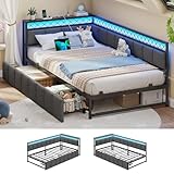 AOGLLATI Polsterbett Schlafsofa 90x200 mit USB-Steckdosen und...