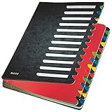 Leitz Pultordner, A4, 24 Fächer, Farbige Trennblätter, 3 Sichtlöcher,...