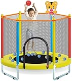 150cm Indoor Outdoor Kindertrampolin mit Sicherheitsnetz, Mini-Trampolin...