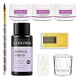 COSCELIA Klar&Rosa&Weiß Acrylic Powder Set mit 30ML Acrylic Liquid 8G...