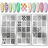PH PandaHall 3 Stück Textur-Muster Nagel Stempel Platte Geometrische...