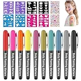Tattoo Stifte Kinder Hautfreundlich, 10 Farben glitzer Tattoo Stifte für...
