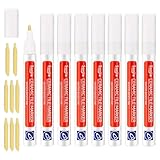 8 Stück Fugenstift Weiß mit Ersatzspitze, Fugenweiß Stift für Fliesen...