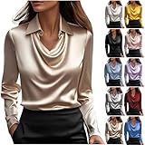 KODMNSW Blusen Damen Satin Bluse Elegante Oberteile Langarm Shirts...