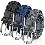 Leskyair Elastischer Gürtel Herren Flechtgürtel 3er, Unisex Stoffgürtel...