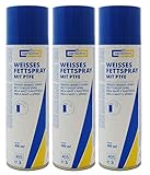 3x cartechnic Weißes Fettspray mit PTFE 300ml, Schmierfett Lagerfett...