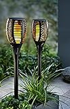 SONNENKERZE SOLAR-GARTENSTECKER FLAME, 2ER-SET SCHWARZ, 3 IN 1 FUNKTION:...