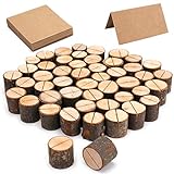 Tosnail 50er Set Rustikale Holz Tischkartenhalter mit Kraft Papier Karten...