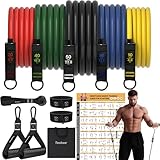 Fitness Widerstandsbänder Set – 5er Set Trainingsbänder mit Griffen,...