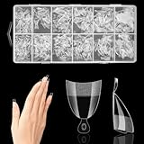 Thinp 600Stk Falsche Nägeltips,Ovale Nageltips Kurz,12 Größe Acryl Halbe...