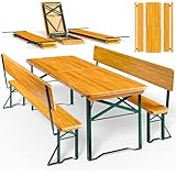 Casaria® Bierzeltgarnitur mit Lehne 170 cm Klappbar Stabil 2X Bierbank 1x...
