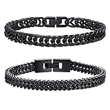 Herren Armband Edelstahl Armbänder Panzerkette - 2 Stücke Schwarz...