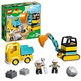LEGO 10931 DUPLO Bagger und Laster Spielzeug mit Baufahrzeugen für...