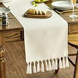 Artoid Mode Beige Landhausstil Quasten Tischläufer, Waschbar Küche Tisch...