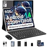 ZIOVO Tablet 10 Zoll Android 14 mit 22GB RAM+128GB ROM(TF 1TB), 5G WLAN,...