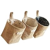 BESYLO Baumwolle Leinen Aufbewahrungstasch, 3pcs Baumwolle Leinen Hamper,...