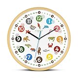 Cander Berlin MNU 2430 T Wanduhr Kinder Holzmotiv 30,5 cm Tiere Lernuhr...