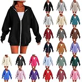 sweatjacke damen lang xxl Sweatjacke Hoodie Oversize Zipper Sportjacke...
