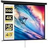 HOMCOM Projektionsleinwand für Heimkino, 84 Zoll, 4:3, 4K HD, Wand- oder...