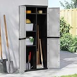HETFTJN Gartenschrank Grau Schwarz 65x37x165 cm PP Aufbewahrungsschrank mit...