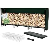 TTL Garden Kaminholzregal L 300x36x116cm schwarz mit Abdeckung - für...