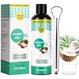 OFFCUP Kokosöl Mundspülung mit Zungenschaber 237ml Mundziehöl mit...