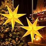 2 Stück Faltstern Weihnachten Papierstern Lampenschirm, 35cm Papiersterne...
