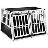 tectake Alu Hundebox trapezförmig, Aluminium Hundetransportbox mit...