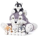 IKASA Mami Wolf Kuscheltier Stofftier 45cm Mama und Baby Plüschtier für...