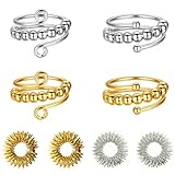 AMSNINK 4 Stück Verstellbare Anti Stress Ring Mit 4 Stück Akupressur...