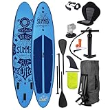 BRAST® SUP Board Summer | Aufblasbares Stand up Paddle Set | 320x81x15cm...