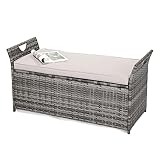 VINGLI 40 Gallonen Outdoor Aufbewahrungsbank mit Kissen, Rattan...