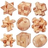 Qanmua 9 Stück Knobelspiele Holz, Geduldspiele IQ Puzzle Set 3D Puzzle...