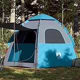 Campingzelt 4 Personen Blau mit Quick-Release System, Wasserdichtes Zelt...