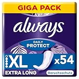 Always Daily Protect Slipeinlagen Damen Extra Long (54 Binden), Giga Pack,...