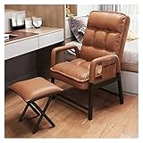 Ledersessel für Wohnzimmer mit Fußhocker, ergonomischer Akzentstuhl,...