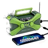 Kurbelradio 10000mAh Notfallradio mit Kurbel,Solar Radio FM/AM Solar Radio...