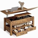 Rolanstar Höhenverstellbarer Couchtisch mit 2 Schubladen, 100 x 50 cm...