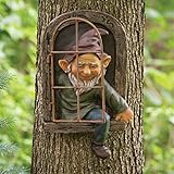 Gartenzwerge Wetterfest Garten GNOME Statue Baumstamm Deko Fensterharz...