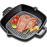 Teenyyou Gusseisen-Grillpfanne, vorbehandelt, 26,7 cm, quadratische...